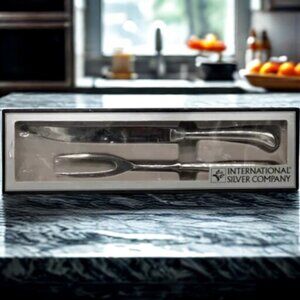 Vintage Intl Silver Gran Royal Carving Set Knife & Fork 2-Pc Stainless Steel